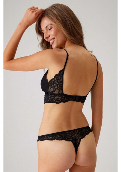 4842 Ince Askılı Dantelli Bralet Sütyen Külot Takım-Siyah modelleri