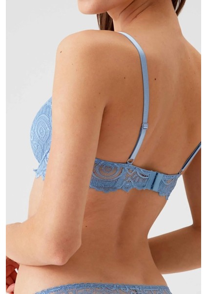 4740 Balenli Soft Push Up Sütyen Külot Takım-Mavi fırsatları