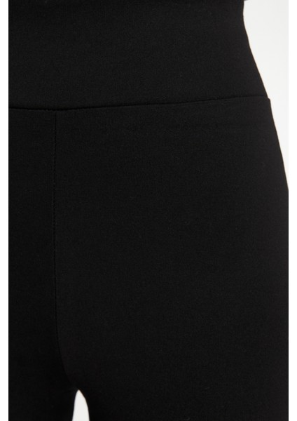 Kadın Siyah Çelik Örme Korseli Yüksek Bel Toparlayıcı Tayt