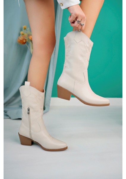 Pikolu Krem Cilt Kovboy Çizme fiyatları