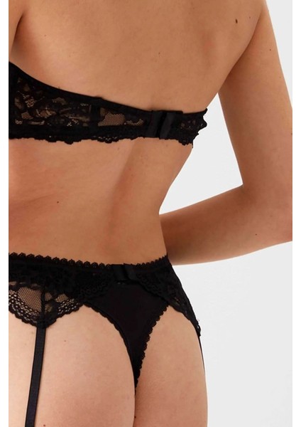 4793 Siena Balenli Desteksiz Dantelli Çoraplı Jartiyer Sütyen Takım-Siyah modelleri