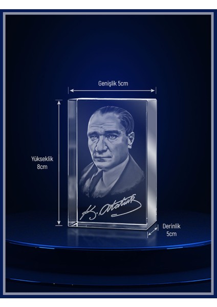 3D Kristal Atatürk 09 modelleri