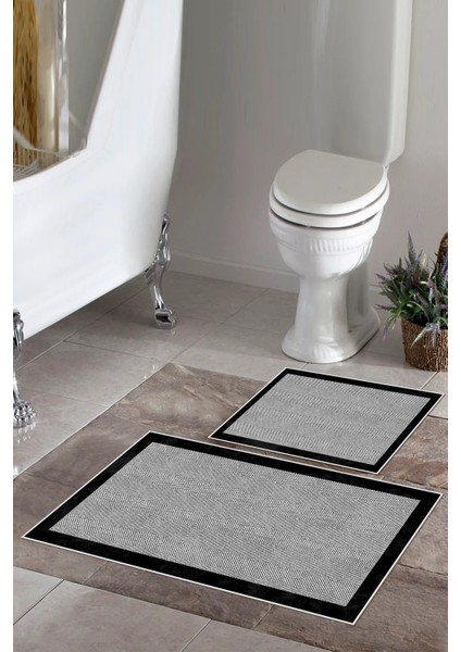 Kaymaz Taban Yıkanabilir 2'li Banyo Paspası Seti Klozet Takımı Banyo Halısı