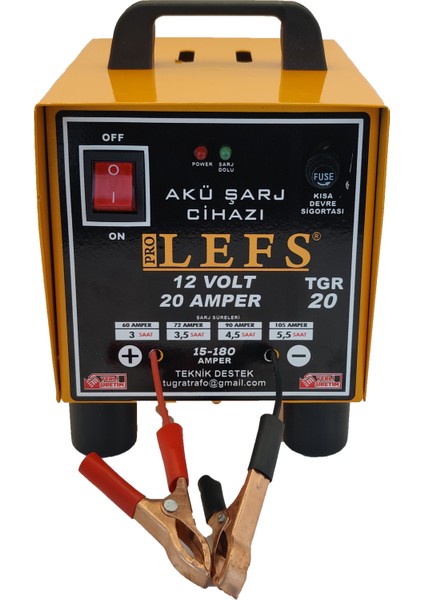 Pro Lefs Akü Şarj Cihazı 12 V 20 Amper 180 Ampere Kadar Şarj