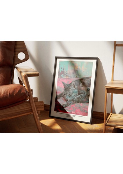 Renkli Kedi Illüstrasyonu - Çerçevesiz Poster ve Tablo Seçenekleri