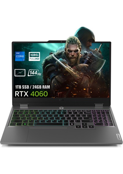 Loq 15IRX9 Intel Core I7-13650HX 24GB Ddr5 1tb SSD RTX4060 8gb 15.6 Inç 144Hz Full Hd Freedos Gaming Laptop 83DV00HTTRN2