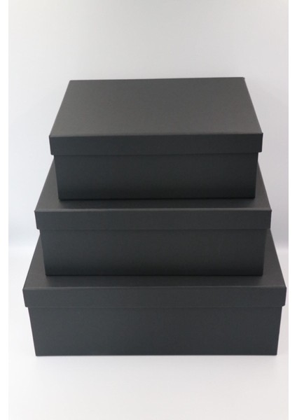 Siyah 3'lü Takım Dikdörtgen Kutu Hediye Damat Gelin Çeyiz Bohça Kutusu fiyatları