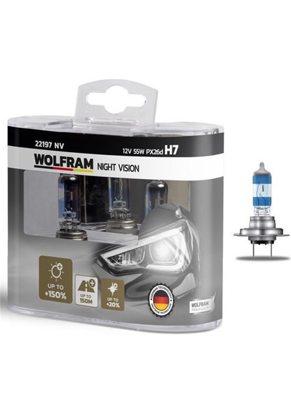 Ampül Beyaz Işık 12V H7 150 Güçlü 20 Beyaz Işık Takım Ns-22197Nv