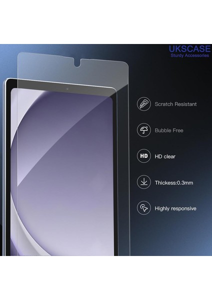 Samsung Galaxy Tab A9 8.7 İnç 2023 Uyumlu Sert Temperli Cam Ekran Koruyucu