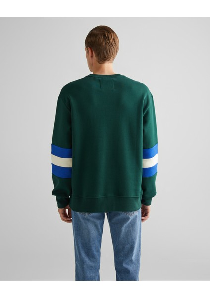Erkek Yeşil Relaxed Fit Bisiklet Yaka Renk Bloklu Sweatshirt 2036040.374 fiyatları