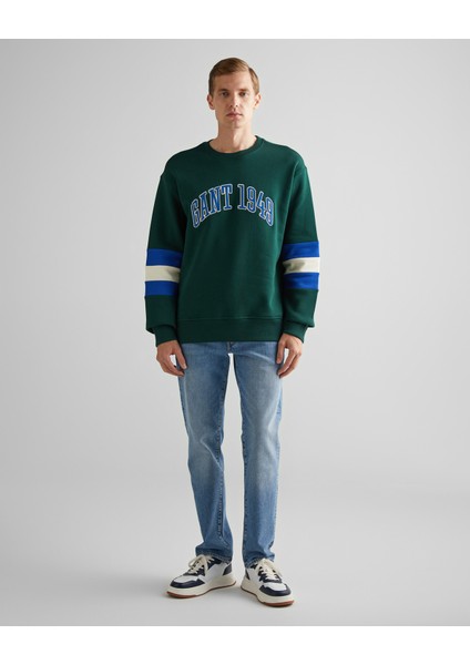 Erkek Yeşil Relaxed Fit Bisiklet Yaka Renk Bloklu Sweatshirt 2036040.374 modelleri