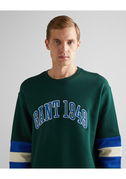 Erkek Yeşil Relaxed Fit Bisiklet Yaka Renk Bloklu Sweatshirt 2036040.374 fırsatları