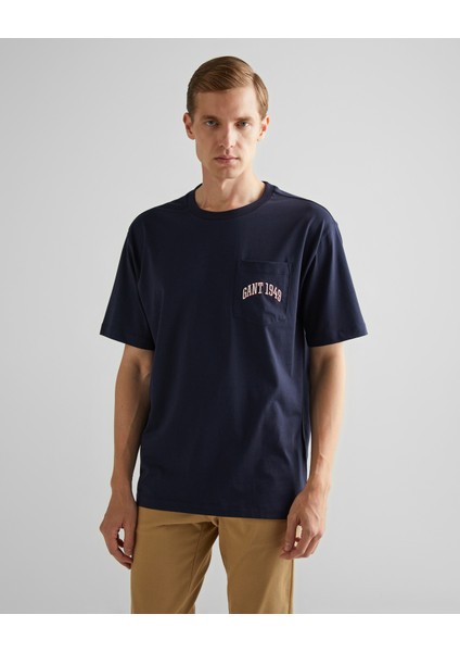 Erkek Lacivert Relaxed Fit Bisiklet Yaka Logolu T-Shirt 2003263.433