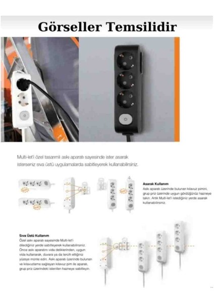 Multi-Let 4 Lü 12 ile 40 Metre Ebatları Anahtarlı Topraklı Çocuk Korumalı Uzatma ( 3x2.5 Hes Kablo Tam Bakır) Ttr Kablo Tseli HO5VV fiyatları