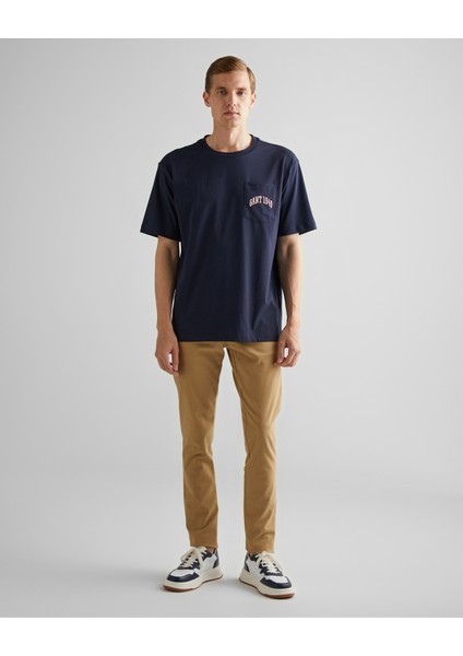 Erkek Lacivert Relaxed Fit Bisiklet Yaka Logolu T-Shirt 2003263.433