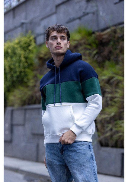 Luan Üç Iplik Pamuklu Parçalı Kapüşonlu Erkek Sweatshirt fiyatları