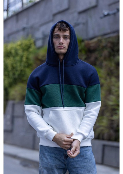 Luan Üç Iplik Pamuklu Parçalı Kapüşonlu Erkek Sweatshirt fırsatları