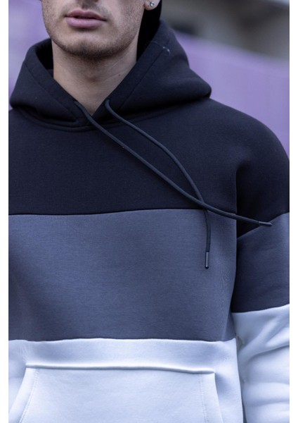 Luan Üç Iplik Pamuklu Parçalı Kapüşonlu Erkek Sweatshirt fırsatları