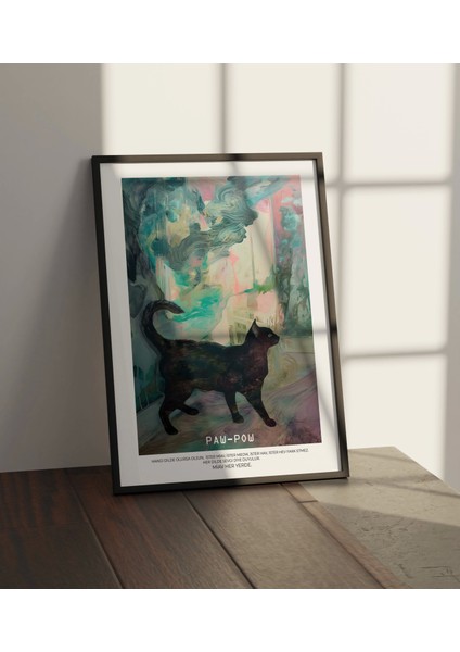 Eviniz Için Şık Kedili Tablo - Çerçevesiz Poster Alternatifi