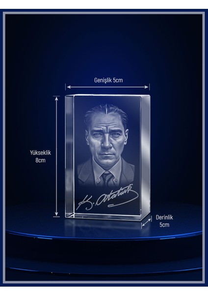 3D Kristal Atatürk 18 modelleri