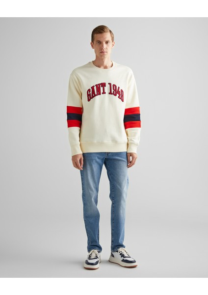 Erkek Krem Relaxed Fit Bisiklet Yaka Renk Bloklu Sweatshirt 2036040.130 modelleri