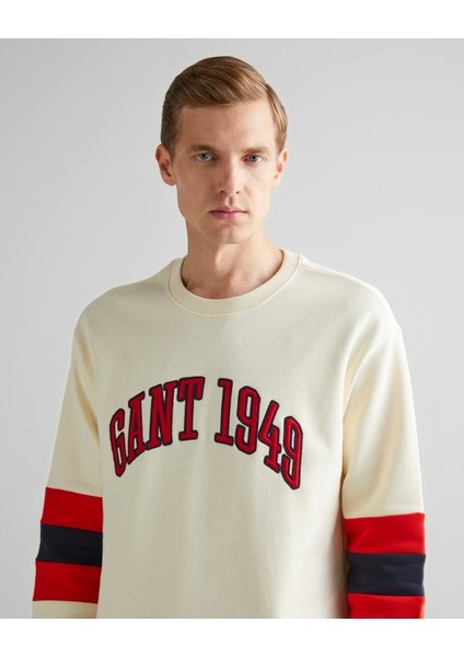 Erkek Krem Relaxed Fit Bisiklet Yaka Renk Bloklu Sweatshirt 2036040.130 fırsatları