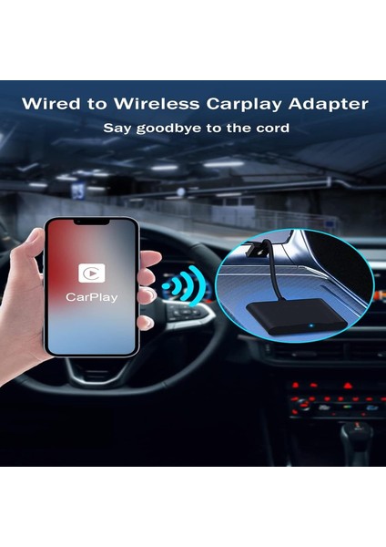 Kablosuz Carplay Adaptörü Wireless Carplay Çevirici, Kablosuz Carplay USB Dongle, Destek Ios 16+ iPad iPhone 12 13 14 15 16 ile Uyumlu SW-GP01