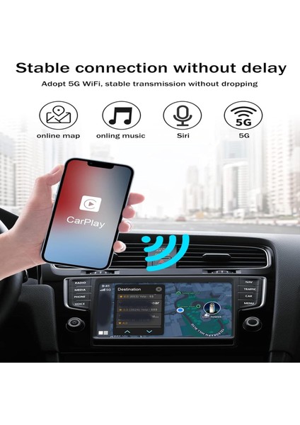 Kablosuz Carplay Adaptörü Wireless Carplay Çevirici, Kablosuz Carplay USB Dongle, Destek Ios 16+ iPad iPhone 12 13 14 15 16 ile Uyumlu SW-GP01