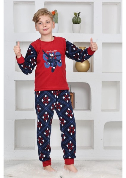 Yeni Sezon Sonbahar/kış Erkek Çocuk Skate 8 Desenli Polar Pijama Takımı 4536 fırsatları