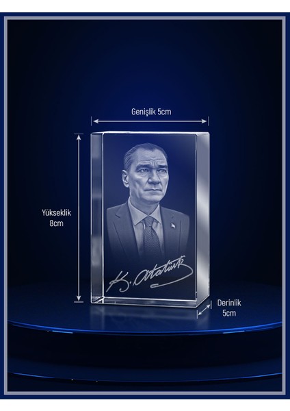 3D Kristal Atatürk 16