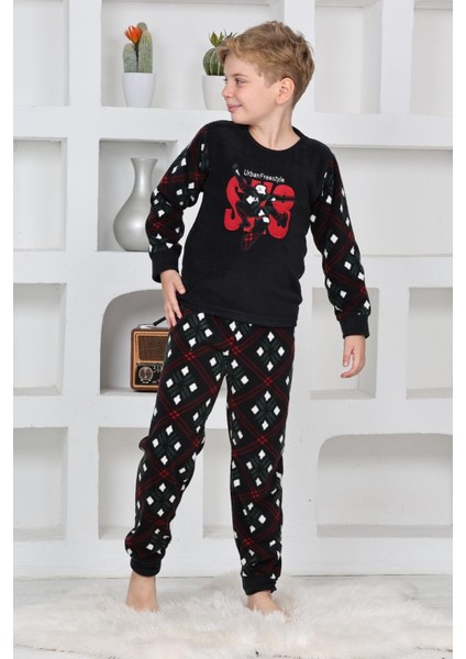 Yeni Sezon Sonbahar/kış Erkek Çocuk Skate 8 Desenli Polar Pijama Takımı 4536