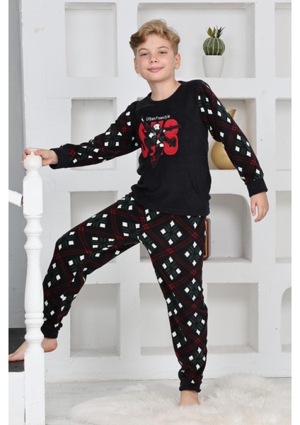 Yeni Sezon Sonbahar/kış Erkek Çocuk Skate 8 Desenli Polar Pijama Takımı 4536