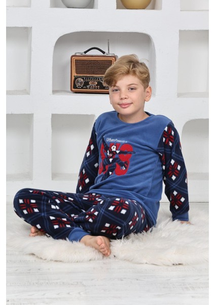 Yeni Sezon Sonbahar/kış Erkek Çocuk Skate 8 Desenli Polar Pijama Takımı 4536
