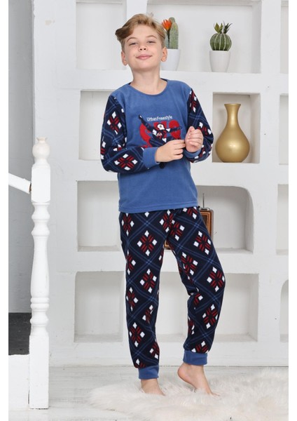 Yeni Sezon Sonbahar/kış Erkek Çocuk Skate 8 Desenli Polar Pijama Takımı 4536