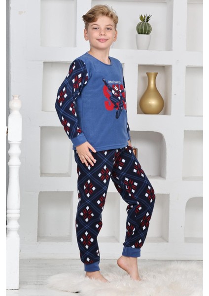 Yeni Sezon Sonbahar/kış Erkek Çocuk Skate 8 Desenli Polar Pijama Takımı 4536
