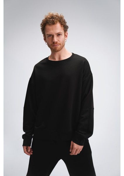 Erkek Timeless Oversize Siyah Sweatshirt