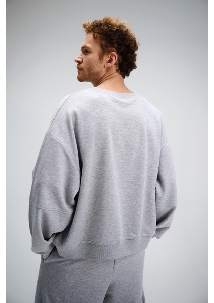 Erkek Timeless Oversize Gri Sweatshirt