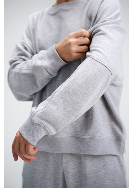 Erkek Timeless Oversize Gri Sweatshirt