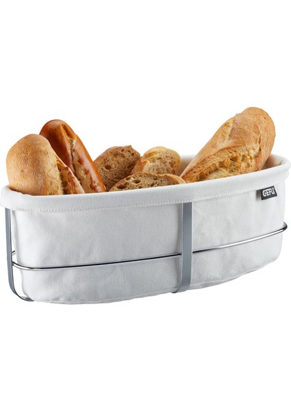 Paslanmaz Çelik Ekmek Sepeti Oval Beyaz