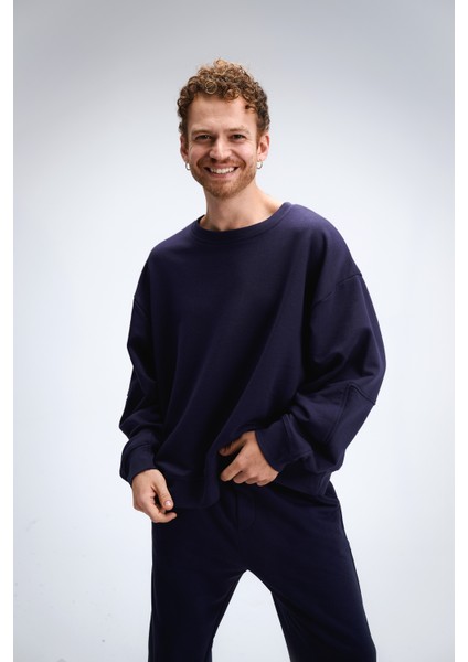 Erkek Timeless Oversize Lacivert Sweatshirt