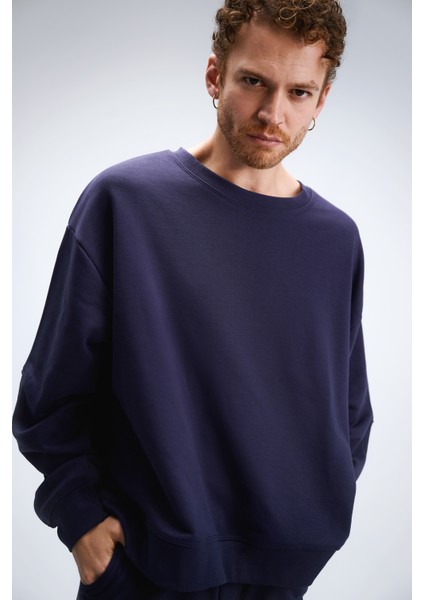 Erkek Timeless Oversize Lacivert Sweatshirt