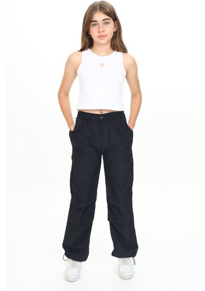 Kız Çocuk Jogger Elastik Bel ve Paça %100 Pamuklu Siyah Paraşüt PANTOLON-PNT-2031 fiyatları