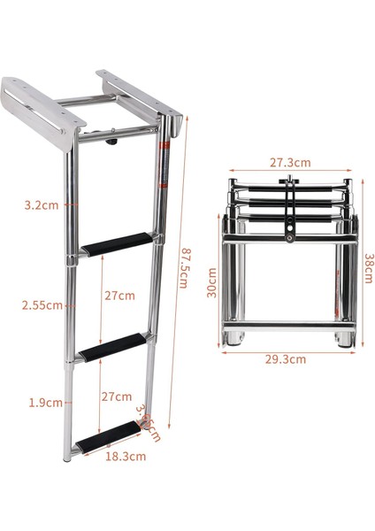 Teleskopik Merdiven 3'lü Platform Altı Kızaklı 254X879 mm