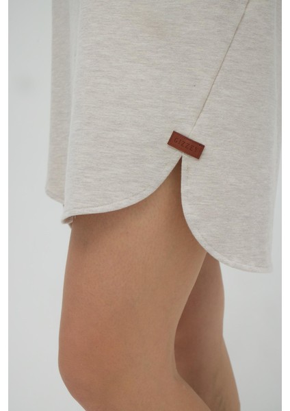 Kadın Uzun Kol Kapüşonlu Bej Melanj Elbise C5T4N6O02 fırsatları