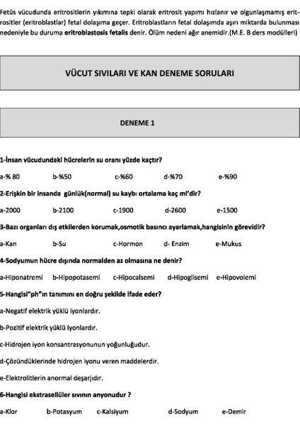 Anatomi ve Fizyoloji Konu Anlatımlı Soru Bankası