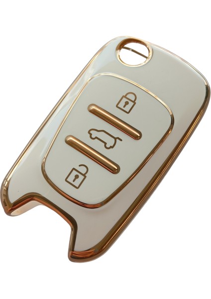 Kia Rio Ceed Sportage Bongo Uyumlu Anahtar Kumanda Kılıfı Kabı Oto Anahtarlık Beyaz Gold fiyatları