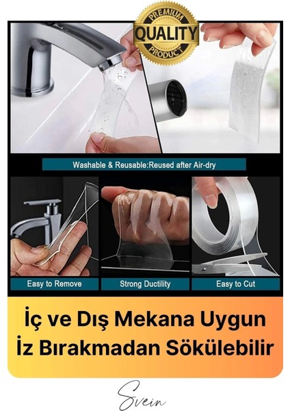 Premium Ekstra Güçlü Sızdırmaz Su Geçirmez Mutfak Lavabo Kenar Tamir Bandı Sakız Bant Çift Taraflı