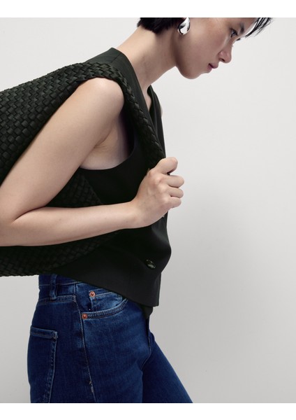 Yüksek Bel Slim Flare Jean Pantolon