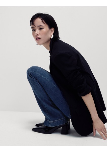 Yüksek Bel Slim Flare Jean Pantolon