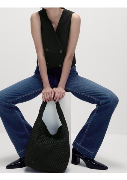 Yüksek Bel Slim Flare Jean Pantolon
